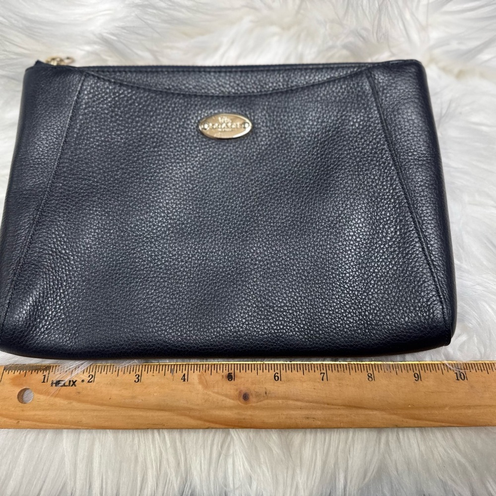 Coach Morgan Clutch Midnight Blue Pebbled Leather Zip F53417